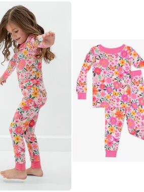 NWT Little Sleepies 12-18 longsleeve pajama set butterfly blooms